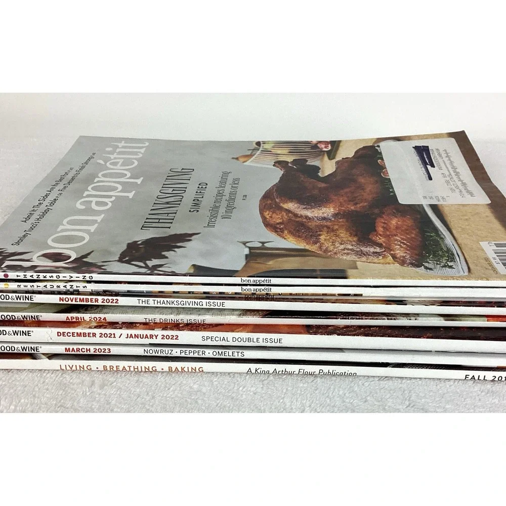 Bon Appetit Food & Wine Magazine Lot of 8 Issues Holidays Thanksgiving Dessert
